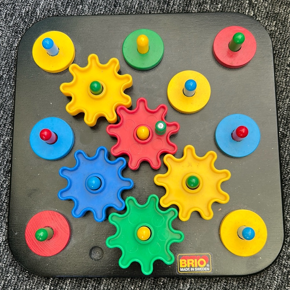 BRIO vintage wood toy gears (EUC)